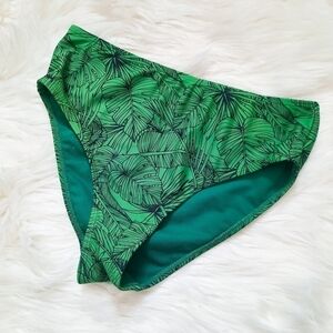 Cabana Del Sol Green Tropical Palm Leaf Bikini Bottom S